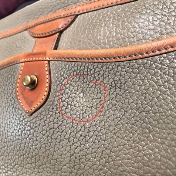 Dooney & Bourke Vintage Essex saddlebag taupe & cognac AWL pebble crossbody bag - Picture 15 of 15